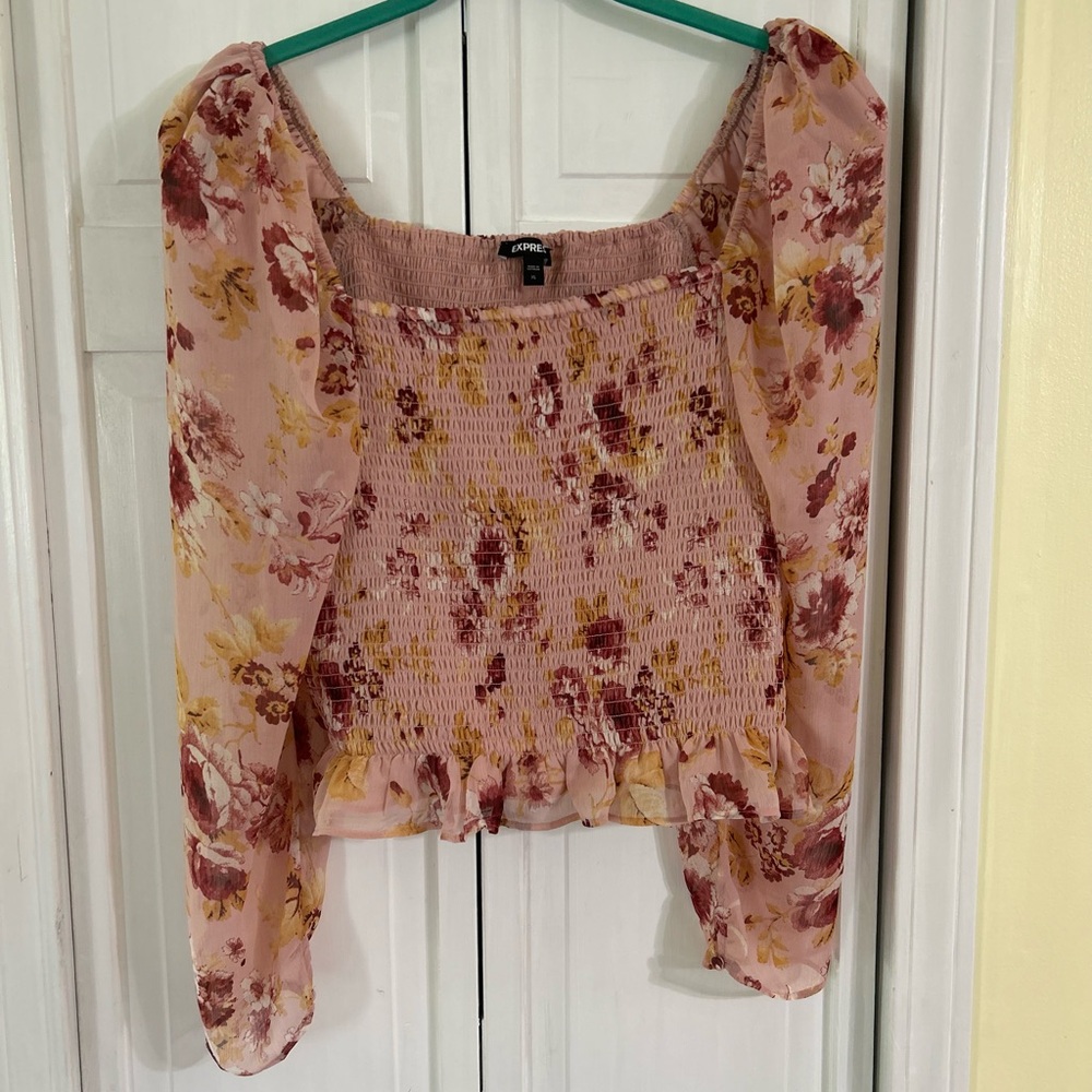 Floral Pink Smocked Top